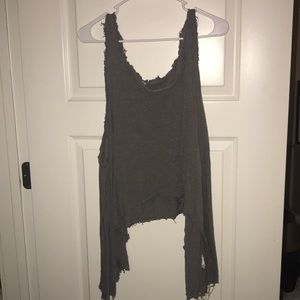 frayed gray tank top